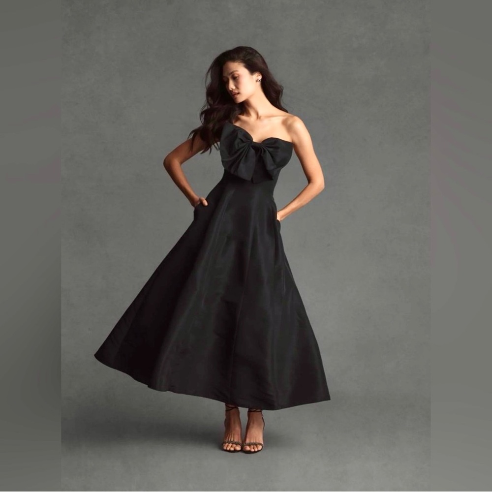 Mac Duggal Black Strapless Gown with Bow